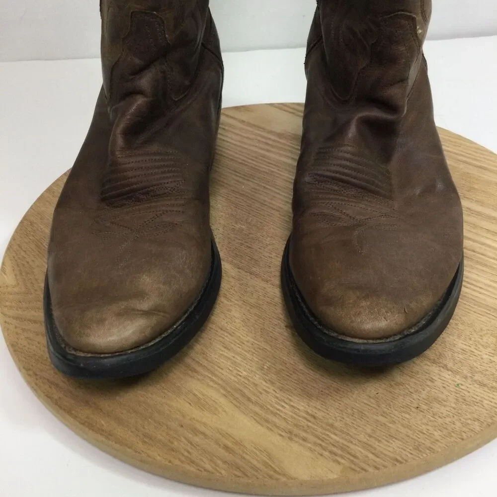 Old West Mens Leather Mid-Calf Western Boots Brown TBM3051 Size 8 D